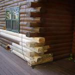 pine logs reaplacing damaged corner