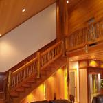 log home railing was created on site.